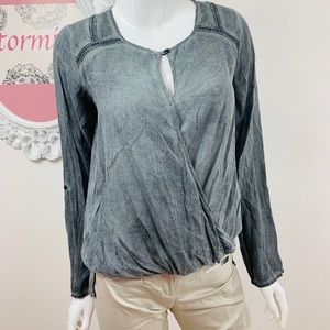 Bobeau Collection / Surplice Gray Blouse